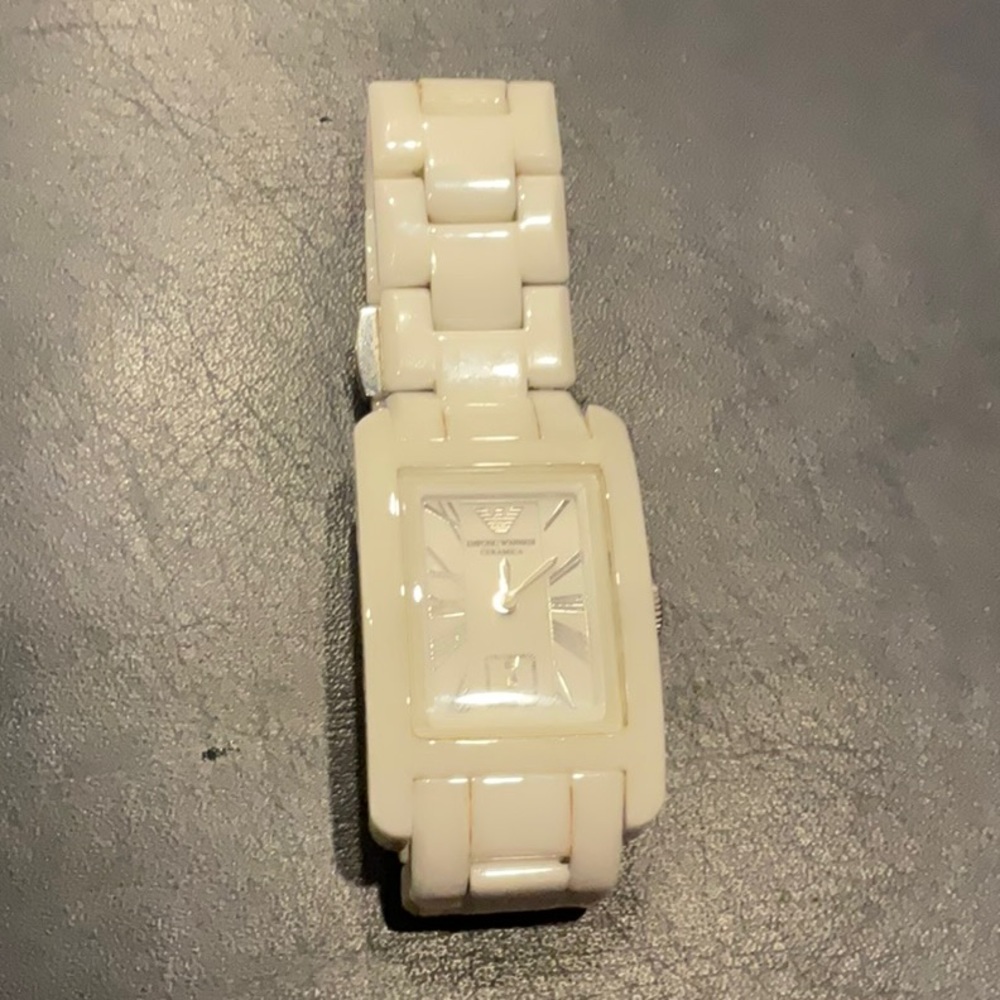 Last chance! White Emporia Armani Ceramica ladies watch